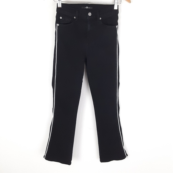 7 for all Mankind Ankle Crop Jeans In Black Size 24 - Picture 2 of 9